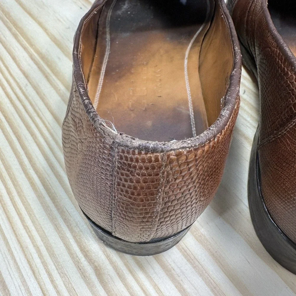 ZELLI ROSSI TEJU LIZARD PENNY‎ LOAFER COGNAC 202 Size 8 Slip On Dress Shoe Italy